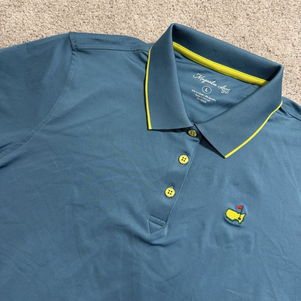 Magnolia Lane Masters Golf Polo Women Sz L Aqua Turquoise Blue Short Sleve Shirt